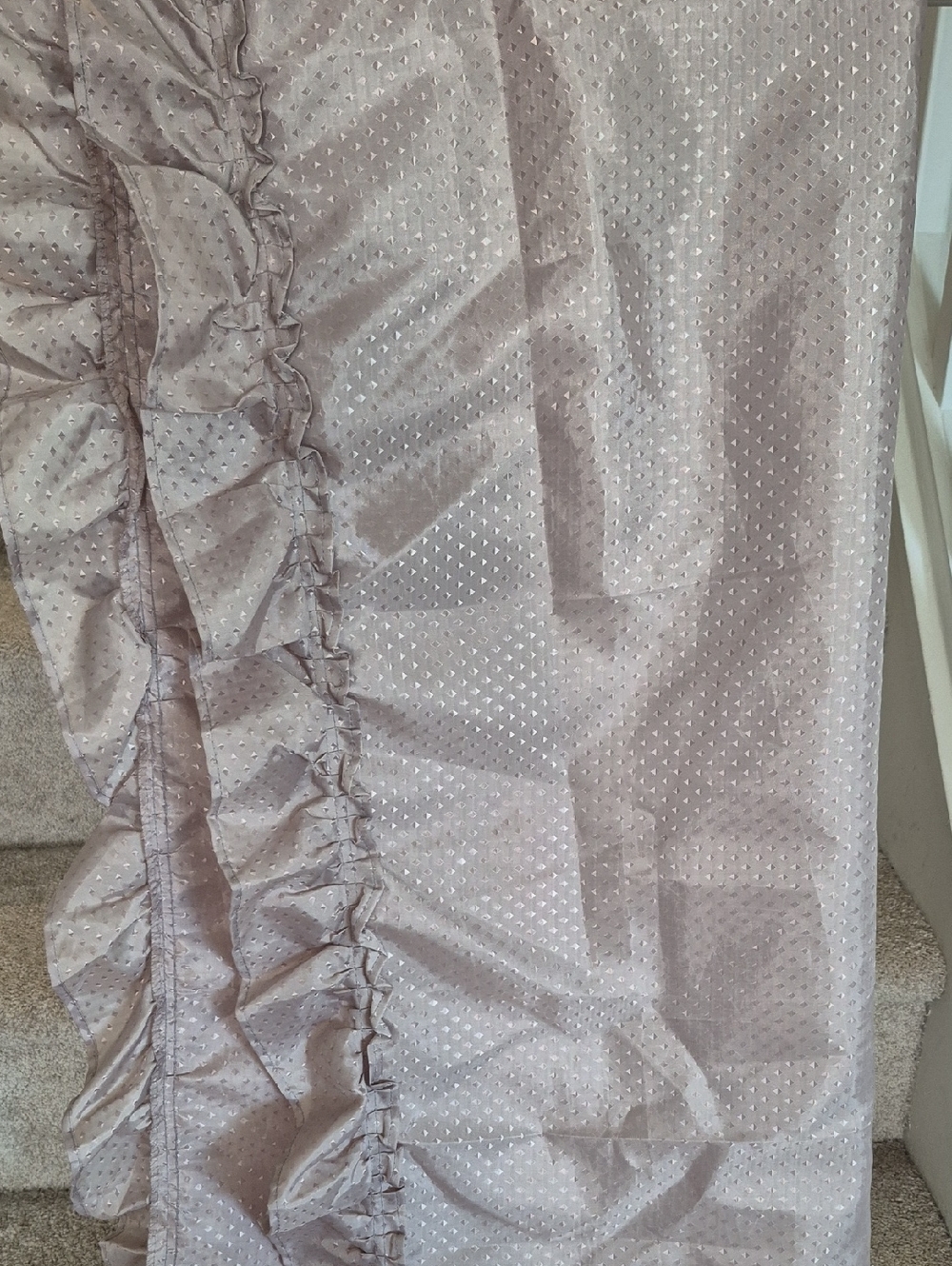 Tan Metallic Ruffled Shower Curtain
